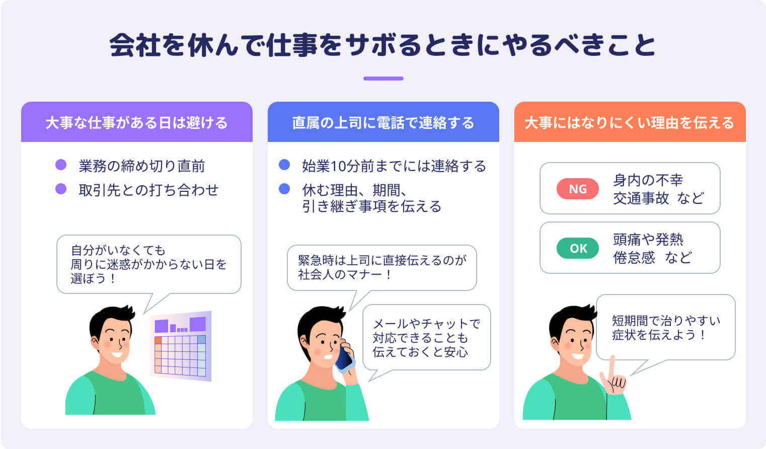 会社を休んで仕事をサボるときにやるべきこと