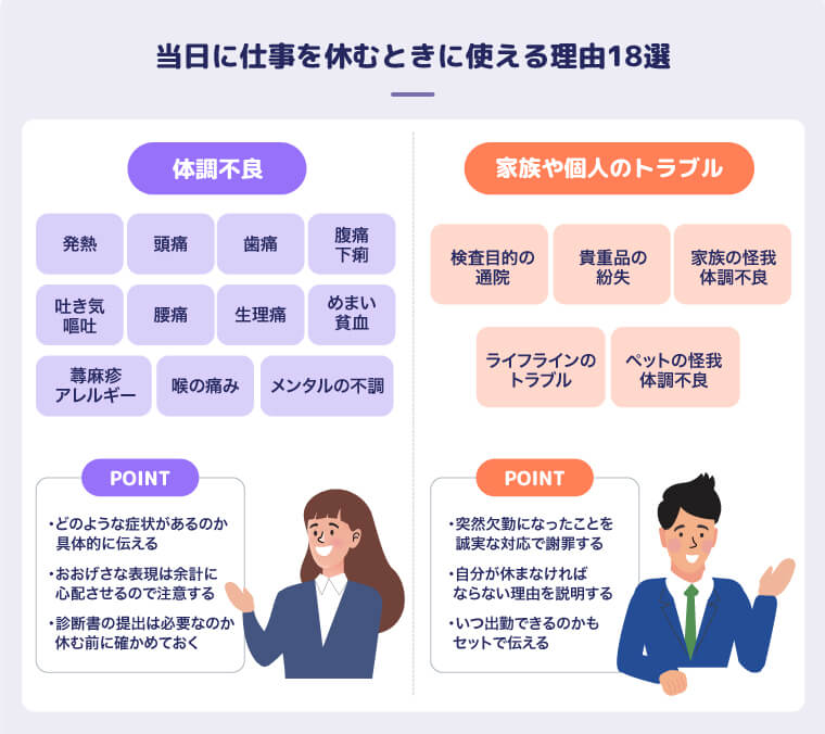 当日に仕事を休む理由18選