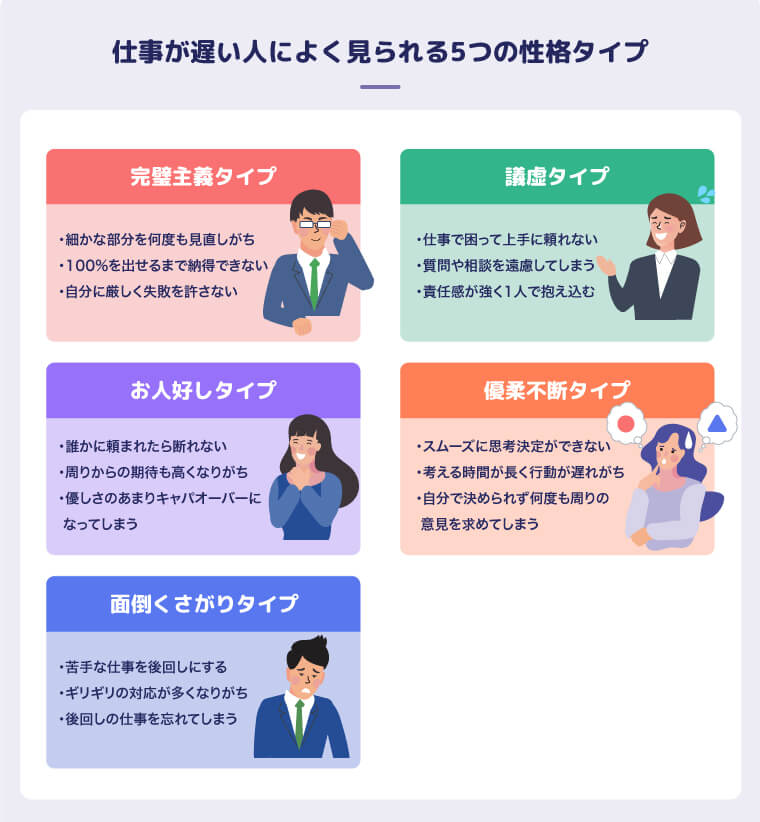 仕事が遅い人によく見られる5つの性格タイプ